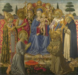 Dziewica z Dzieciątkiem na tronie wśród aniołów i świętych, 1460s