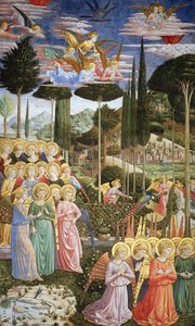 Anioły w niebiańskim krajobrazie, lewa ściana absydy, z cyklu Podróż Trzech Króli w kaplicy ok. 1460 r. (szczegóły zob. 83051)