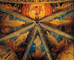 Włochy, Montefalco, sklepienie apsydy kościoła św. Franciszka malowane ze świętymi autorstwa Benozzo di Lese di Sandro Gozzoli