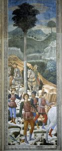 Łucznicy w liberiach, detal z cyklu Podróż Trzech Króli w kaplicy, ok. 1460 r. (fresk) autorstwa Benozzo di Lese di Sandro Gozzoli