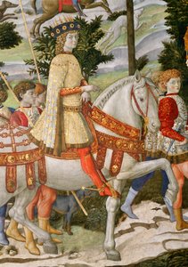 Lorenzo de Medici, Wspaniały 1449-92, jako jeden z Trzech Króli, fragment z cyklu Podróż Trzech Króli w kaplicy, ok. 1460, fragment fresku z 70619