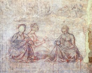 Historie Jakuba i Ezawa, Benozzo Gozzoli (1421-1497), synopia (podrys), Szczegół autorstwa Benozzo di Lese di Sandro Gozzoli