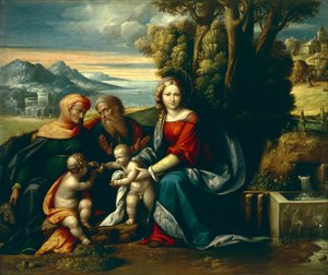 Święta rozmowa — Benvenuto Garofalo (1481-1559) autorstwa Benvenuto Tisi da Garofalo