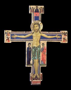 Krucyfiks (malarstwo na drewnie, ok. 1228-1236) autorstwa Berlinghiero (fl.1228 36) Berlinghieri