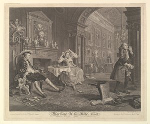 Małżeństwo A-la-Mode, Tablica II, kwiecień 1745. autorstwa Bernard Baron