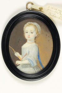Małe dziecko urodzone 1714, ok.1716 (akwarela na kości słoniowej) autorstwa Bernard III Lens