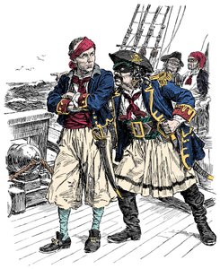 Dwóch piratów grozi Ilustracja Bernarda Partridge