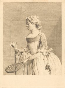 Młoda dziewczyna za kierownicą (młoda dziewczyna z raguette) autorstwa Bernard Lépicié after Jean Siméon Chardin