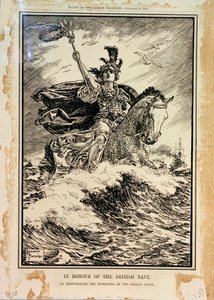 Na cześć brytyjskiej marynarki wojennej. Dla upamiętnienia kapitulacji niemieckiej floty. Przednia okładka Punch, 27 listopada 1918 r. autorstwa Bernard Partridge
