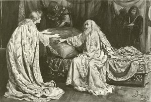 Panna Ellen Terry jako Kordelia, pan Henry Irving jako Król Lear (wklęsłodruk) autorstwa Bernard Partridge