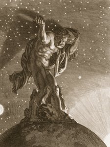 Atlas wspiera niebiosa na swoich barkach, 1731 autorstwa Bernard Picart