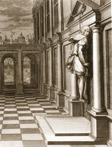 Iphis wisi w rozpaczy, że nie mógł zdobyć Anaxarete, 1731 autorstwa Bernard Picart