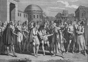 Sposób, w jaki LYncas żeni się z tymi z jego krwi, 1723. autorstwa Bernard Picart