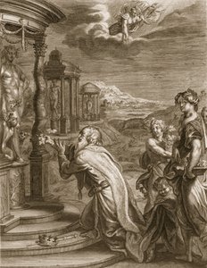 Ojneus, król Calydon, za zaniedbanie Diany w ofierze zostaje ukarany za swoją bezbożność, 1731 autorstwa Bernard Picart