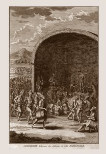 Ceremonia religijna mieszkańców wyspy Hispaniola, ok. 1721 r. autorstwa Bernard Picart