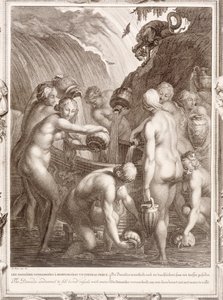 Danaidy skazani na napełnianie wodą znudzonych statków, 1730 autorstwa Bernard Picart
