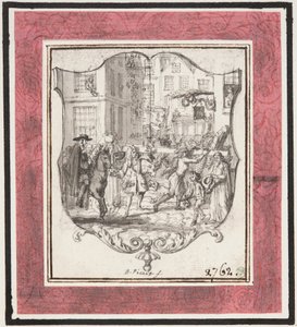 Vignette. Straßenszene eingefügt in Schildrahmen autorstwa Bernard Picart