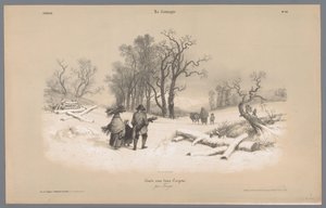 Rodzina zbiera drewno na śniegu Wizerunki życia na wsi (tytuł serii) Kampania. Etudes varieés aux deux Kredki (tytuł serii na obiekcie) autorstwa Bernard Romain Julien
