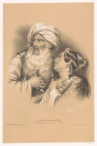 Mężczyzna w turbanie i płacząca kobieta Studia w dwóch rodzajach kredy (tytuł serii) Kredki Etude aux deux (tytuł serii na obiekcie)