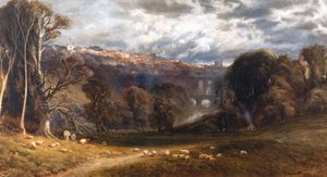 Widok Knaresborough (akwarela i akwarela)