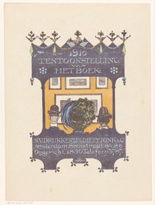 Reklama amsterdamskiej drukarni kamieni i książek Dieperink & Co 1910 Wystawa książki (tytuł na obiekcie)