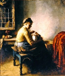Matka karmiąca dziecko (olej na płótnie)