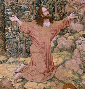 Flamandzki gobelin. Seria Męka Chrystusa. Chrystus na Górze Oliwnej. Manufaktura Pieter de Pannemaeker, Bruksela. Rysownik Barend van Orley. ok. 1518-1522. autorstwa Bernard van Orley