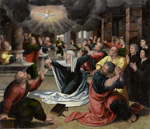 Pięćdziesiątnica, ok. 1530 (olej na desce) autorstwa Bernard van Orley