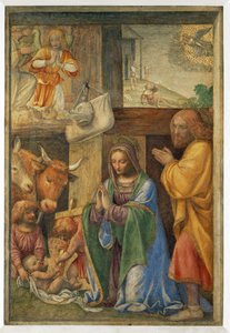 Narodziny Jezusa i zwiastowanie pasterzom. - Narodziny i ... autorstwa Bernardino (attr. to) Luini