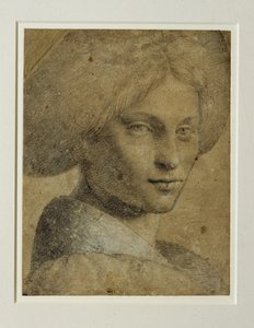 Portret kobiety w turbanie, trzy czwarte w prawo ... autorstwa Bernardino (attr. to) Luini
