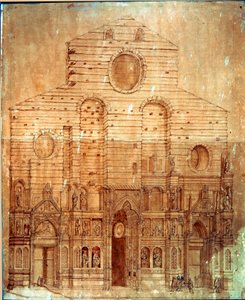Fasada katedry (duomo) we Florencji. Rysunek piórem i krwią Bernardino Poccetti (Bernardino Barbatelli) (1548-1612) wym. 101x58 cm Florencja, Museo del 
