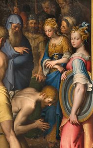 Kaplica Matki Bożej Ludowej, II przęsło strona północna, Bernardino Campi, Dekolacja Baptysty 1569, Szczegół