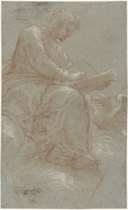 Święty Jan pisze na chmurach autorstwa Bernardino Lanino (possibly)
