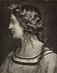 Małżeństwo Dziewicy, grawerowanie z detalu fresku Bernardino Luini w sanktuarium Saronno, Włochy, z L