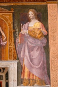 Saint Lucia, fresk Bernardino Luiniego w kościele św Maurycego w klasztorze Maggiore, Mediolan, Lombardia, Włochy
