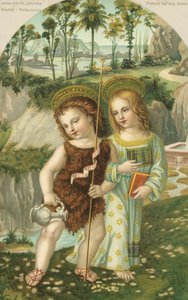 Jezus Chrystus i św. Jan Chrzciciel (chromolitografia) autorstwa Bernardino di Betto (after) Pinturicchio