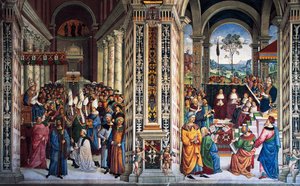 Pius II przybywający do Ankony, aby rozpocząć krucjatę (XVI wiek), fresk Pinturicchio (1452-1513), Biblioteka Piccolomini, katedra w Sienie, Toskania, Włochy autorstwa Bernardino di Betto Pinturicchio