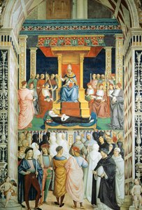Pius II kanonizował św. Katarzynę ze Sieny w 1461 r. autorstwa Bernardino di Betto Pinturicchio