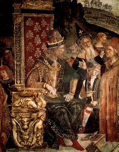 Spór św. Katarzyny Aleksandryjskiej z filozofami przed cesarzem rzymskim Maksymianem Herkulesem, fragment Cesare Borgii