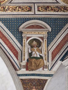 Św. Grzegorz Wielki, fragment Doktorów Kościoła (fresk autorstwa Bernardino di Betto Pinturicchio
