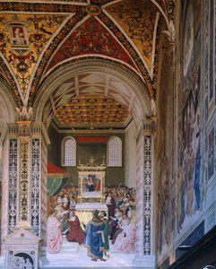 Historie Piusa II: Piccolomini wybrany na kardynała przez Bernardino Pinturicchio (około 1452-1513), Biblioteka Piccolomini, Katedra w Sienie autorstwa Bernardino di Betto Pinturicchio
