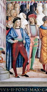Biblioteka Piccolomini, ściana południowo-zachodnia: „Pius II kanonizuje św. Katarzynę ze Sieny, 29 czerwca autorstwa Bernardino di Betto Pinturicchio