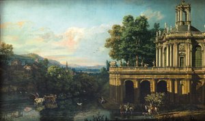 Architektoniczne Capriccio z pałacem, ok. 1900 r. 1766 autorstwa Bernardo Bellotto