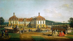Cesarski pałac przyjemności Schloßhof, od strony dziedzińca autorstwa Bernardo Bellotto