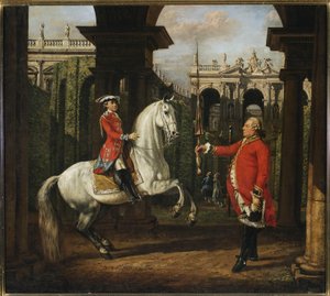 Pułkownik Koenigsfels uczy jazdy konnej ks. Józefa Poniatowskiego autorstwa Bernardo Bellotto