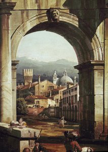 Kaprys rzymski z drzwiami i ścianami, detal (olej na płótnie) autorstwa Bernardo Bellotto