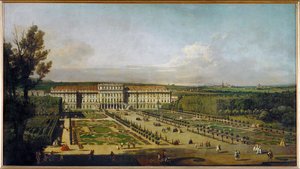 Zamek Schoenbrunn w Wiedniu, Austria, widziany z ogrodów... (olej na płótnie) autorstwa Bernardo Bellotto