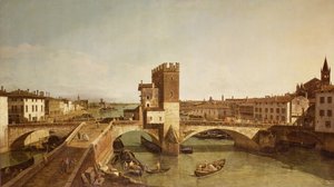 Most w Delle Navi, Werona autorstwa Bernardo Bellotto
