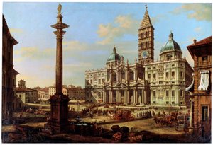 Piazza i kościół Santa Maria Maggiore w Rzymie, 1739 autorstwa Bernardo Bellotto