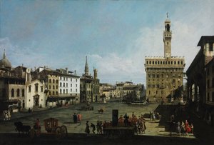 Piazza della Signoria we Florencji autorstwa Bernardo Bellotto